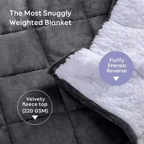 img 3 attached to 🛋️ Buzio Sherpa Fleece Взвешенное одеяло 15 фунтов: Мягкое и уютное плед из флиса - двойной размер, 48 x 72 дюйма, тёмно-серый