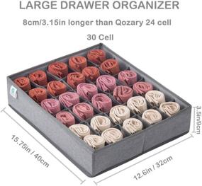 img 2 attached to 🧦 Qozary 30-Cell or 20-Cell Sock Organizer with Sturdy Bottom - Underwear Drawer Dividers, Closet Storage Box for Panties, Lingerie, and Undergarments (Gray, 30-Cells)