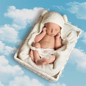 img 1 attached to 🌤️ Allenjoy 5x7ft Blue Sky Backdrop with White Clouds for Spring Photography of Newborn Babies, Children, and Kids - Cartoon Background Made of Polyester for Props, Photocall, Photobooth, and Photo Studio