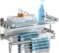 bekvämt stainless steel shower shelf with towel bar - adhesive bathroom caddy for drilling and no drilling - kitchen spice rack and bath organizer shelves (40cm) logo