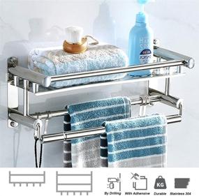 img 3 attached to BEKVÄMT Stainless Steel Shower Shelf with Towel Bar - Adhesive Bathroom Caddy for Drilling and No Drilling - Kitchen Spice Rack and Bath Organizer Shelves (40CM)