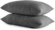🌿 premium brushed jersey knit hemp gray queen size pillowcase set - ultra soft, set of 2 pillow cases logo