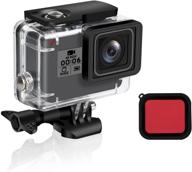 📷 waterproof diving protective housing case for gopro hero7/2018/6/5 black - finest+ shell with 45m depth, red filter, bracket accessories for go pro hero7/2018/6/5 action camera logo