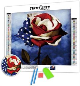img 3 attached to 🎨 TINMI ARTS 5D Diamond Painting Kits Full Round: AB Drills DIY Mosaic Cross Stitch Pattern Crystal Embroidery Kits for Stunning 12"x 12" American Flag Rose Home Wall Decor