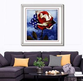 img 2 attached to 🎨TINMI ARTS 5D Даймечка с полным округлым бриллиантами: AB Сверлители Комплекты для создания мозаики и крестиков Кристальные наборы вышивки для потрясающего украшения стены "Американский флаг Роза" размером 12 "х 12" для дома