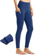 🔥 libin women's thermal fleece-lined leggings: warm high-waisted yoga pants with pockets for winter running and fitness логотип