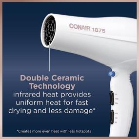 img 3 attached to 💇 Conair 1875W Double Ceramic Hair Dryer with Ionic Conditioning in White/Rose Gold - Pack of 1