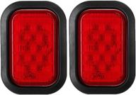 🚛 partsam pair of 12 led rectangular truck trailer stop turn tail lights - red 5"x3" flush mount replacements logo