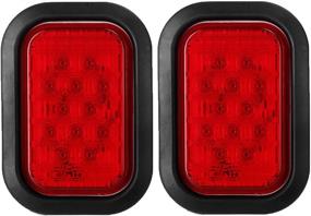 img 4 attached to 🚛 Partsam Pair of 12 LED Rectangular Truck Trailer Stop Turn Tail Lights - Red 5"x3" Flush Mount Replacements