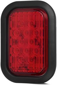 img 1 attached to 🚛 Partsam Pair of 12 LED Rectangular Truck Trailer Stop Turn Tail Lights - Red 5"x3" Flush Mount Replacements