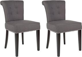 img 1 attached to Safavieh Mercer Collection Carol Charcoal Linen Ring Dining Chair Set of 2 - Enhanced SEO