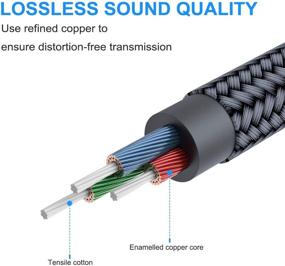 img 2 attached to AkoaDa 4 фута / 1.2 метра Вспомогательный аудиокабель, плетенный из нейлона, мужской-мужской Аксессуарный кабель для автомобилей/домашних стереосистем, наушников | Совместим с iPhone, iPod, iPad, Sony, Beats, Echo Dot | 2 штуки, серый.