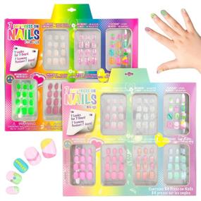 img 4 attached to 💅 Набор наклеек для ногтей Expressions Girls 7 Day Assorted Colors для детей и подростков - омбре с блестками, трехмерные блестки, заклепки, треснувшие ногти, любовь, сердца - подарок на день рождения для вечеринки для детей, маленьких девочек - аксессуары для ногтей