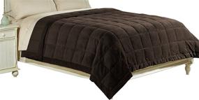 img 1 attached to 🍫 Luxlen Twin XL Microfiber Blanket in Chocolate - Reversible: Soft Plush to Satin Cool, Staintech Treated.