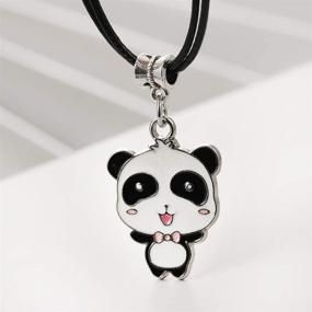 img 1 attached to Cute Panda Necklace with Black Cord - Perfect Gift for Teen Girls and Boys: Winssi Panda Jewelry