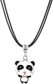 img 4 attached to Cute Panda Necklace with Black Cord - Perfect Gift for Teen Girls and Boys: Winssi Panda Jewelry