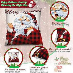 img 2 attached to Set of 6 Christmas Buffalo Plaid Throw Pillow Covers - 18 x 18 Inch Holiday Saying Pillow Cases in Black and Red Plaid - Xmas Winter Living Room Bedroom Sofa Decor