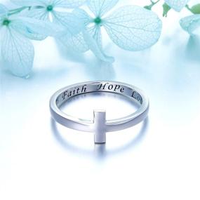 img 1 attached to 🙏 Sterling Silver Sideways Cross Ring with Inspirational Motto: Faith, Hope, Love - Available in Sizes 5-10