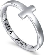 🙏 серебряное кольцо с боковым перекрестным символом и вдохновляющим лозунгом: вера, надежда, любовь - доступно в размерах 5-10 логотип