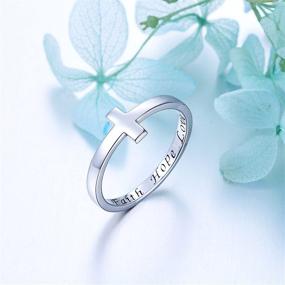 img 2 attached to 🙏 Sterling Silver Sideways Cross Ring with Inspirational Motto: Faith, Hope, Love - Available in Sizes 5-10