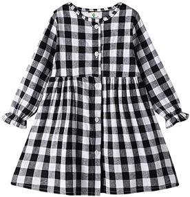 img 2 attached to KYMIDY Casual Sleeve Buffalo Dresses Girls' Clothing