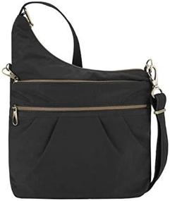img 1 attached to 👜 Travelon Anti-Theft Crossbody Bag: Secure Your Belongings with the Signature 3 Compartment Nylon Design - Black