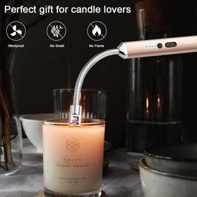 img 2 attached to 🕯️ ARECTECH Lighter: Flameless USB Rechargeable Candle Lighter, Windproof for Camping, Cooking, BBQs, Fireworks - Champagne Gold