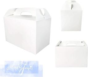 img 2 attached to 🎁 MintieJamie White Favor Boxes - 24 Large Handle Treat Boxes (8.5X5X5.5 Inches) for Kids Party, Birthday Goodies Box, No Assembly Needed!