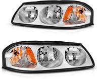 🚘 dwvo chrome headlight assembly for 2000-2005 chevy impala - amber reflector, enhanced style and visibility logo