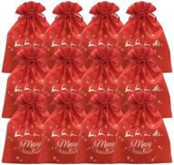 🎁 allmatch 12 packs christmas bags: 11.8"x 15.7" drawstring fabric present wrapping bag party favors - festive & versatile gift packaging logo