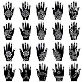 img 4 attached to 🖐️ Henna Tattoo Stencil Kit: 20 Sheets of Indian Arabian Body Art Designs for Hands"