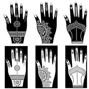 img 2 attached to 🖐️ Henna Tattoo Stencil Kit: 20 Sheets of Indian Arabian Body Art Designs for Hands"