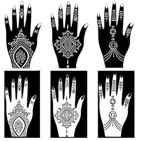 img 1 attached to 🖐️ Henna Tattoo Stencil Kit: 20 Sheets of Indian Arabian Body Art Designs for Hands"