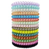 💫 set of 15 spiral hair ties in candy colors - multicolor elastic coil hair ties, small spiral hair ties with no crease, telephone cord plastic hair ties logo