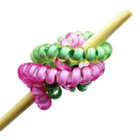 img 3 attached to 💫 Set of 15 Spiral Hair Ties in Candy Colors - Multicolor Elastic Coil Hair Ties, Small Spiral Hair Ties with No Crease, Telephone Cord Plastic Hair Ties