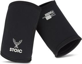 img 4 attached to Stoic Powerlifting Elbow Sleeves - 7mm & 5mm Neoprene Sleeve for Bodybuilding, Weightlifting | Ideal for Squats, Cross Training, and Strongman | Premium Quality & Ultra Durable (Pair)