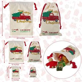 img 3 attached to Christmas Santa Sack Drawstring Canvas Bags: Festive Xmas Present Filler & Party Decor Supplies in 3 Sizes (Large, Medium, Small)