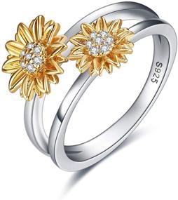 img 4 attached to 🌻 Sterling Silver Sunflower Wedding Band - Ideal Sunflower Gift for Women, Perfect for Birthdays