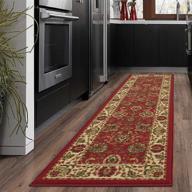 ottomanson oth2130-3x10 ottohome floral runner rug: red persian, 9 feet – buy online now! logo