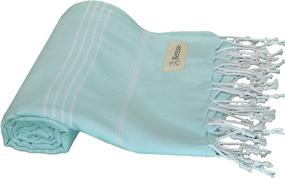 img 4 attached to 🛀 Bersuse Anatolia Turkish Towel – Aqua Marine, 37 x 70 inches, 100% Cotton