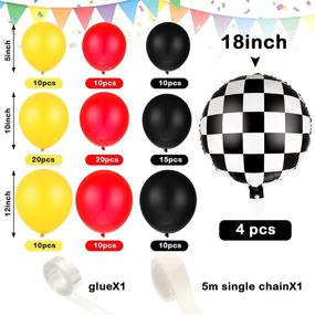 img 1 attached to 🎈 Ultimate 121-Piece Racing Car Balloons Arch Set for Party Decorations with Red, Black & Yellow Balloons, Checkered Foil Balloons, Glue Point Dots, and Roll Tape