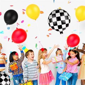 img 2 attached to 🎈 Ultimate 121-Piece Racing Car Balloons Arch Set for Party Decorations with Red, Black & Yellow Balloons, Checkered Foil Balloons, Glue Point Dots, and Roll Tape