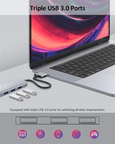 img 1 attached to 🔌 Dual HDMI Monitor Adapter for MacBook Pro Air 2020/2019/2018/2017: USB C Hub Dock with 2 HDMI Ports, 100W PD, 3 USB 3.0, SD/Micro Card Readers