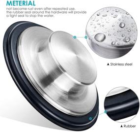 img 2 attached to 💧 2-Pack Fengbao Stainless Steel Kitchen Sink Stopper - Large Wide Rim with 3.35" Diameter