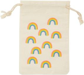img 2 attached to Rainbow Party Favor Bags - 12-Pack Mini Canvas Drawstring Treat Gift Pouches, Rainbow Party Supplies for Kids Birthdays, Unicorn Parties, and Rainbows with Gold Glitter - 4 x 6 Inches