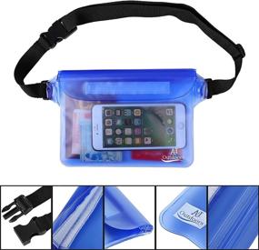 img 1 attached to 🏞️ ANJ Outdoors 3-Zipper Design: The Ultimate 2-Pack Waterproof Pouch/Waterproof Bag with Adjustable Waist Strap - Perfect Waterproof Phone Case/Wallet for Boating, Fishing, and More