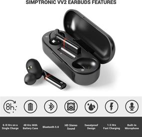img 3 attached to 🎧 True Wireless Earbuds Bluetooth 5.0: Sport In-Ear TWS Mini Headset with Deep Bass, HD Sound, Waterproof, Noise Cancelling Mic, 40 Hours Playtime - Black