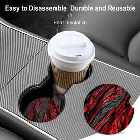 img 1 attached to 🚗 Stylish Black Red Wood Grain Ceramic Cup Holders for Cars - Pack of 2, with Absorbent and Convenient Finger Notch for Women/Men