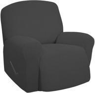 protect your oversized recliner with ease - elastic bottom sofa cover, soft and stylish in dark gray logo