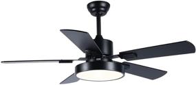 img 4 attached to 🌀 PASUTO 42-Inch Ceiling Fan with LED Light Kit, Remote Control, Indoor/Outdoor Use, 5 Blades (Black)